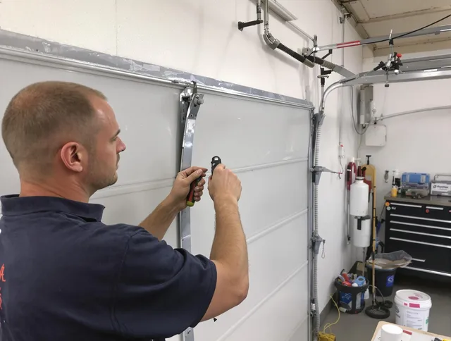 Before and after garage door dent repair by Suffield Garage Door Repair in Suffield