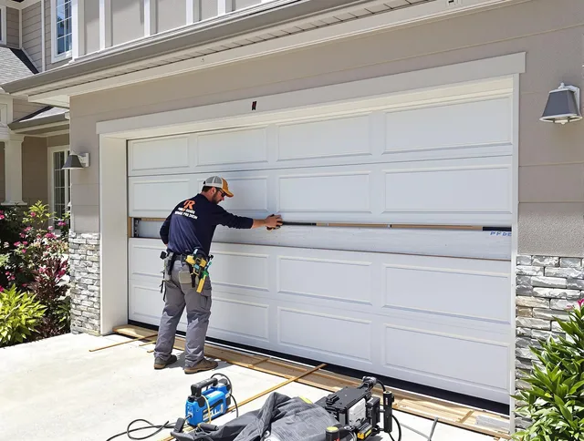 Suffield Garage Door Repair team performing complete garage door replacement at Suffield residence