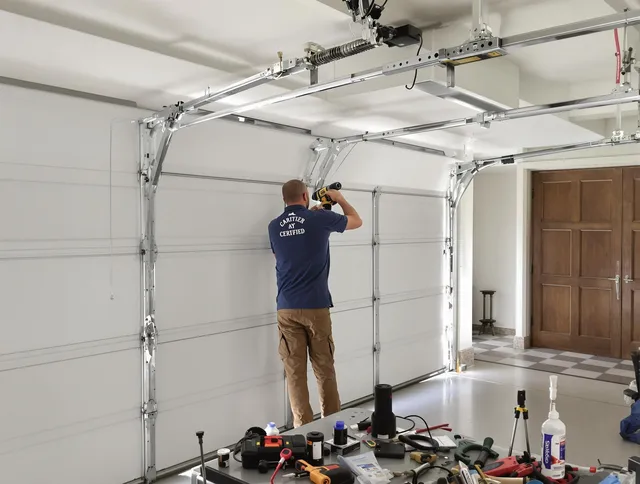 Suffield Garage Door Repair certified technician performing precision garage door repair in Suffield