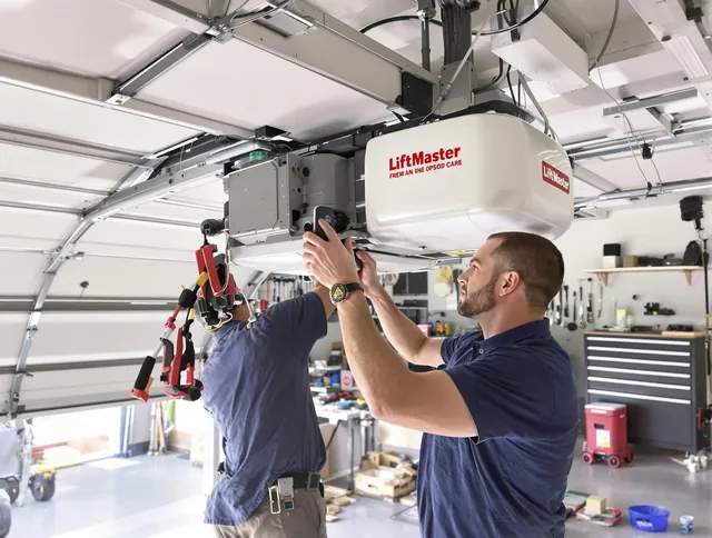 Suffield Garage Door Repair technician performing advanced diagnostics on garage opener in Suffield